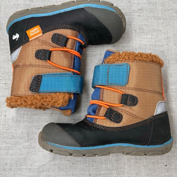 See Kai Run Gilman Boots Brown Blue Snow Rain Boots Waterproof Insulated Boys 9 - Picture 10 of 10